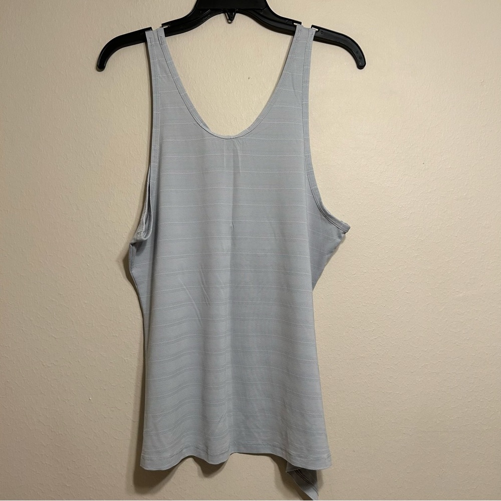 ATHLETA Women‎ MAX OUT Side Tie Tank Top V Back Singlet Slate Gray Stripe Size S
